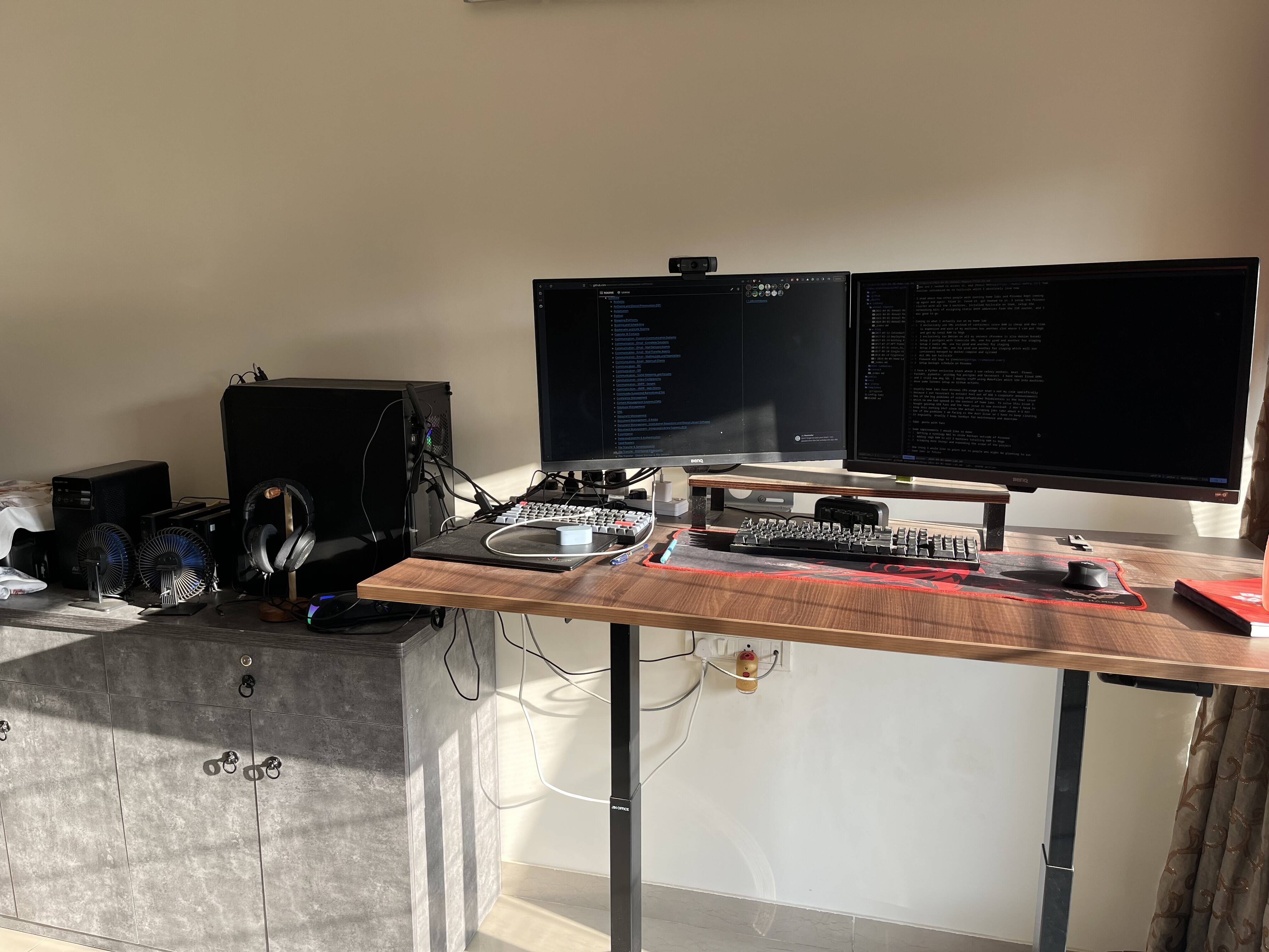 My work setup with a standing desk