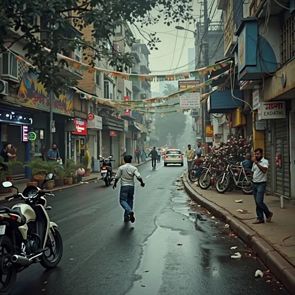 Riding on a street where one has to slow down
